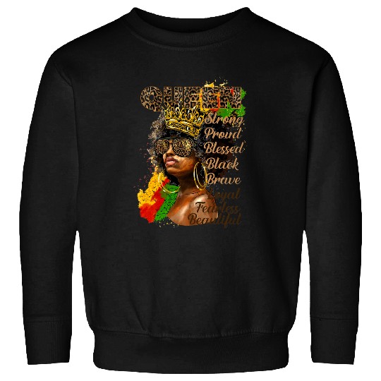 Leopard Afro Woman Juneteenth Celebrating 1865 Black Queen Sweatshirts