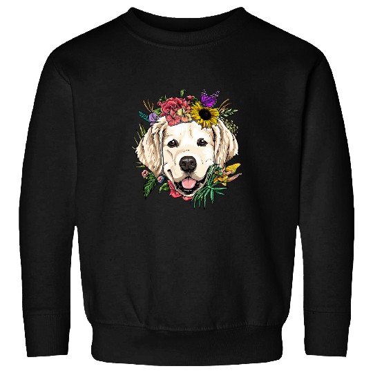 Goldie Floral Golden Retriever Dog Spring Nature Dog Lovers 3 Golden Retriever Dog Sweatshirts