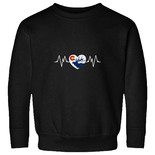 Elk And Colorado Flag Heartbeat Design Sweatshirts