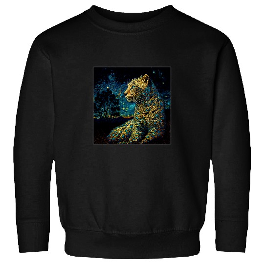 Leopard Gift Surrealism Starry Night Leopard 1 Sweatshirts