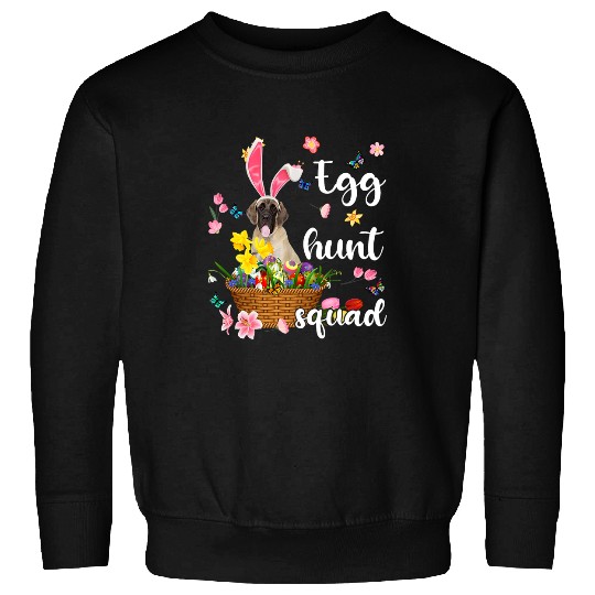 English Mastiff Happy Easter Day Easter Colorful Egg Hunt Sweatshirts