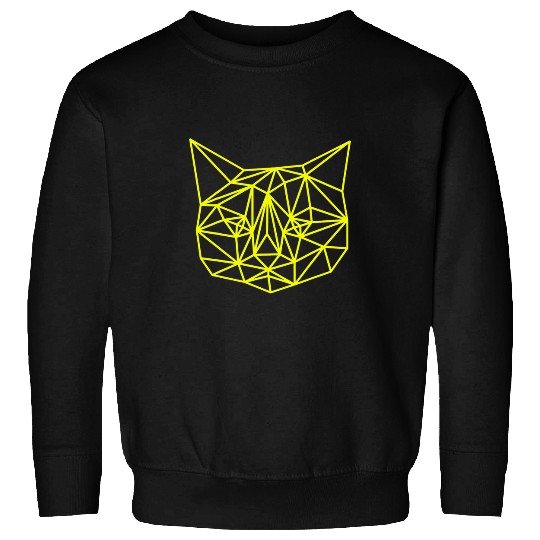 Geometric Wire Frame Low Poly Art Cat Face Sweatshirts