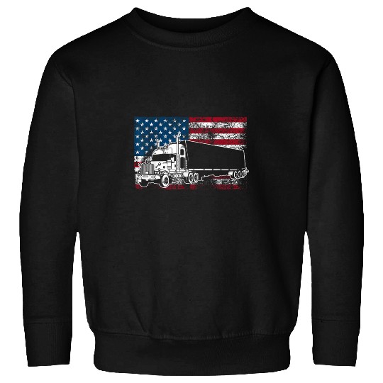 Funny Truck Driver American Flag 4th Of July Trucker Gift 2 Sweatshirts