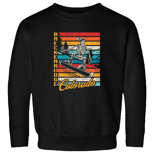 Skeletons Skulls Breckenridge Colorado Retro Snowboarding Skeletons 1 Skull Sweatshirts