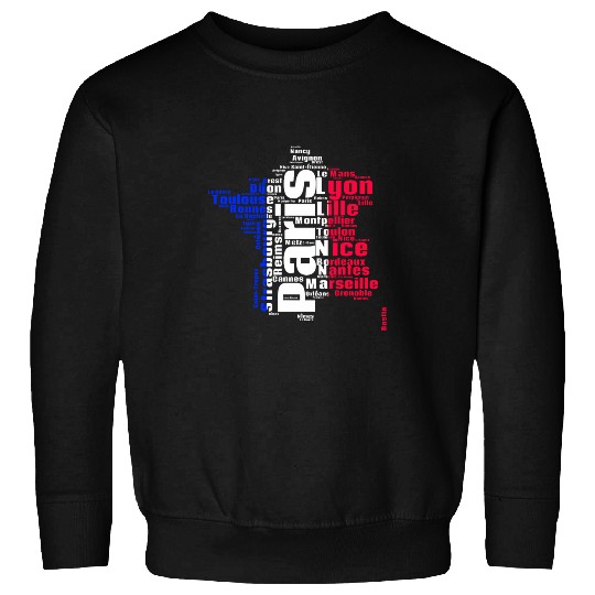 French Cities France Love Flag Map Sweatshirts