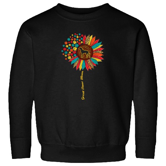 Dog Great Dane Mom Sunflower vintages Colorful Dog Mama Sweatshirts