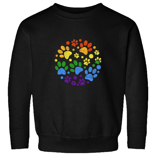 Dog or Cat LGBT Paw Prints Rainbow Flag Pet Footprints Sweatshirts