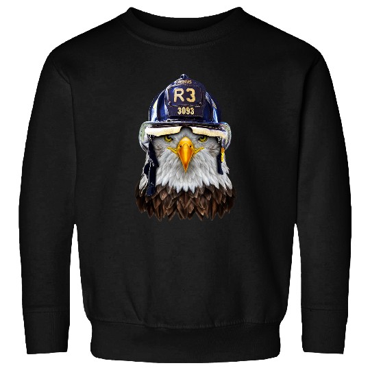 Fireman Firefighter Bald Eagle in Firefighter Helmet Firemen Sweatshirts