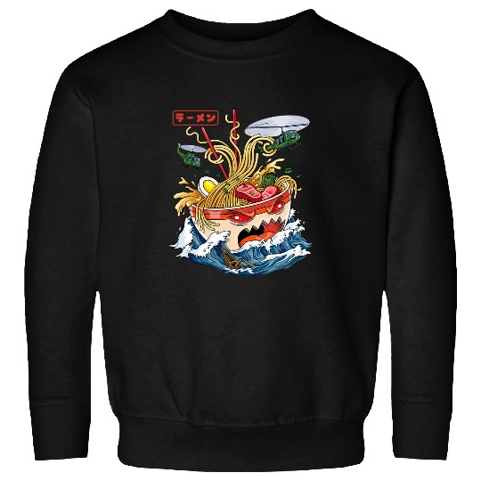 Great Ramen of Kanagawa Japanese Food Kaiju Kawaii Ramen Sweatshirts
