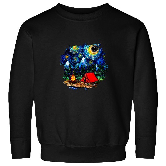 Camping Starry Night Impressionist Art by Aja Sweatshirts