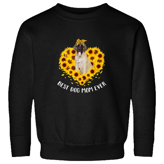 English Mastiff Mom Sunflower Dog Mom Women Sweatshirts