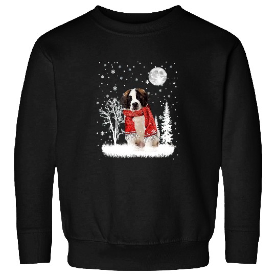 Dog Saint Bernard Under Moonlight Snow Christmas Pajama 27 Sweatshirts