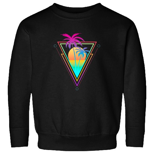 Surf Life Retro 1980s 1990s Vaporwave Palm Trees Sunset Beach Surf Art 1 Sweatshirts