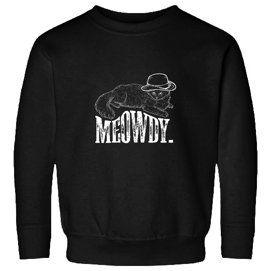 Funny Mashup Illustration Howdy And Meowdy Texas Cat Cowboy Sweatshirts