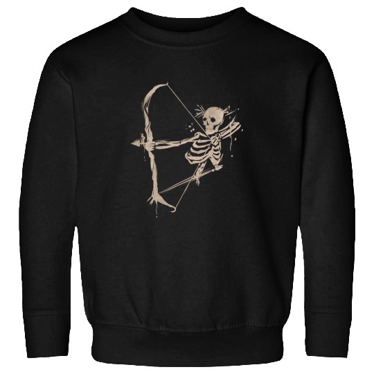 Skeletons Skulls Archery Design Skeletons Archer with Bow and Arrow Hunter Skull Sweatshirts