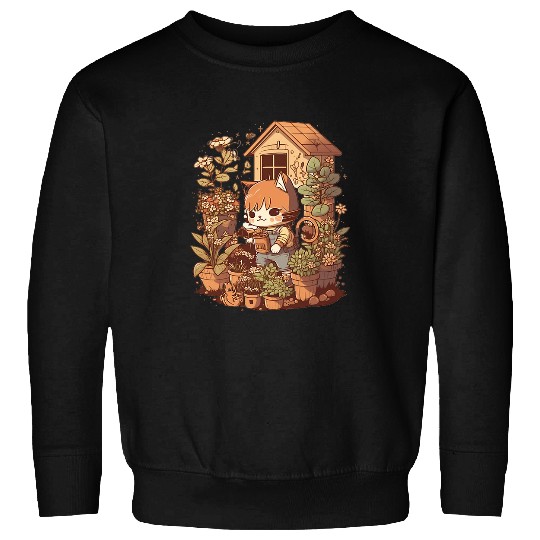 Flower Cat Girl Gardening Kitten Gardener Garden Maid Plant 7 Sweatshirts