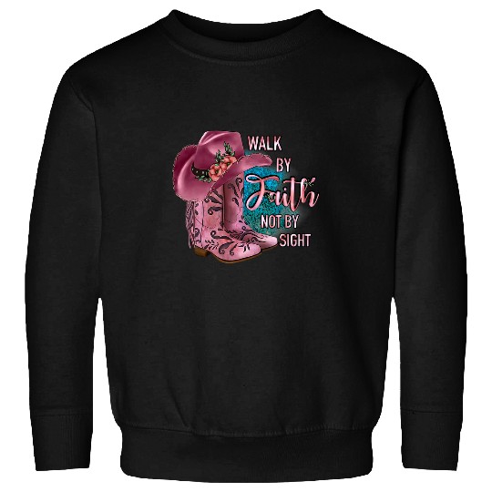 Retro Cowboy Boot Walk By Faith Not By Sight Western Cowgirl Sweatshirts