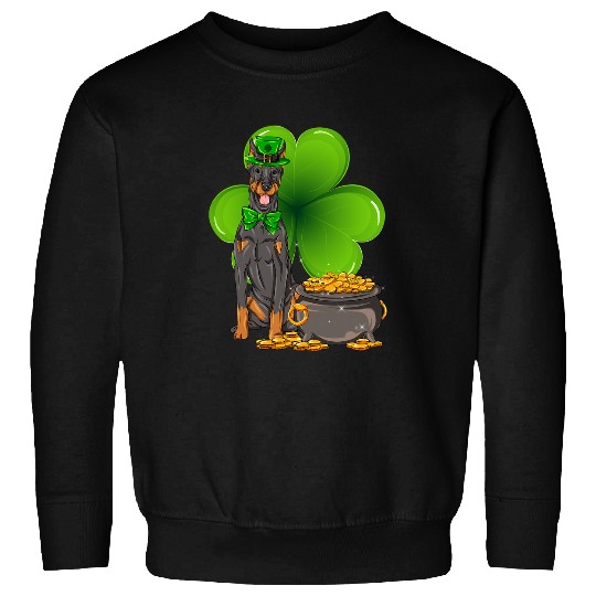 Dog Doberman St Patricks Day doberman pinscher Shamrock Pet Dog Lover Sweatshirts