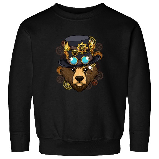 Funny Bear Steampunk Bear Medieval Grizzly Brown Kodiak Victorian Art Cute Bears Sweatshirts