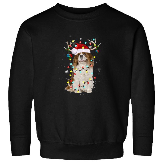Santa Cavalier King Charles Spaniel Reindeer Light Christmas90 Sweatshirts