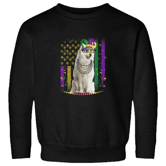 Dog Samoyed Mardi Gras Dog carnivals Samoyed Dog Jester Pet Puppy Lover Sweatshirts