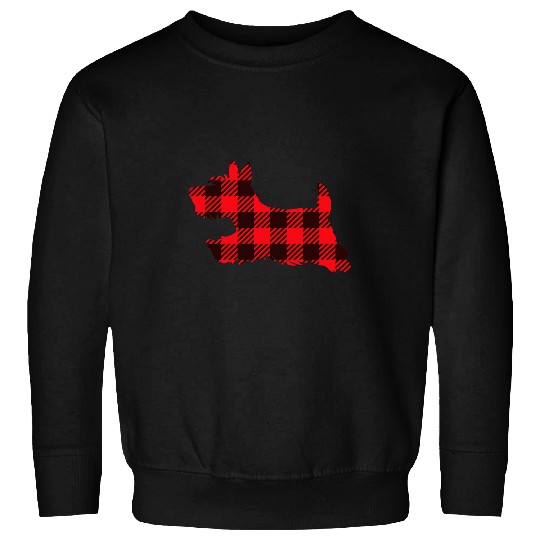 Dog Scottish Terrier Scottie Dog Plaid Scottish Terrier Puppy Red Black Sweatshirts