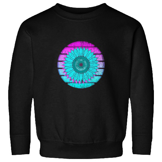Retro Flower Blossom Synthwave 90s Art Vaporwave Sunflower Sweatshirts