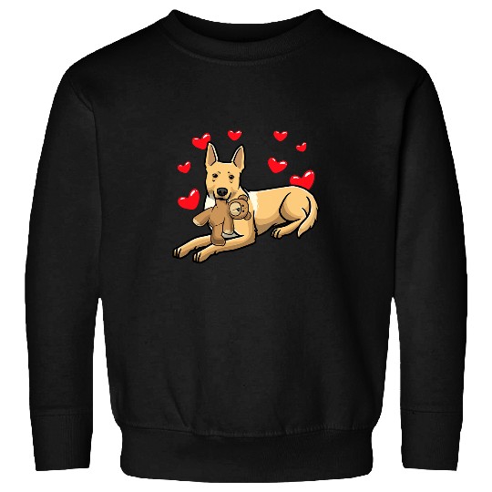 Carolina Dog Dog With Stuffed Animal And Hearts Sweatshirts
