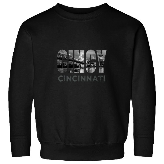 Cincy Downtown Cincinnati Ohio Skyline Art homes City Gift Sweatshirts
