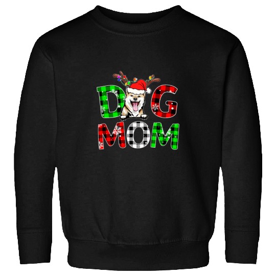 Dog Shiba Inu Mom buffalo plaids xmass Pajama Reindeer Horn Sweatshirts