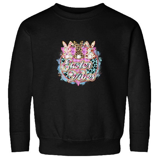Rabbits Retro vintages Happy Easter Cute Leopard Bunny Easter Vibes Sweatshirts