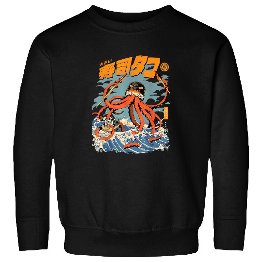 Octopuss Lover The Tako Sushi Kaiju Octopuss Great Wave Off Kanagawa1 Sweatshirts