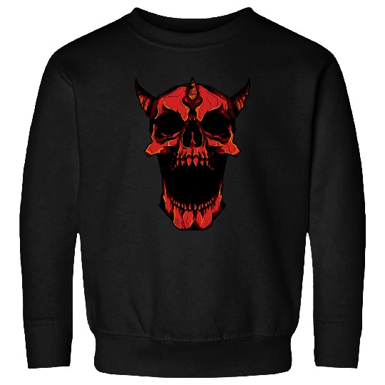 Skeletons Skulls Halloween Evil Demonic Red Skull Head 5 Skull Sweatshirts