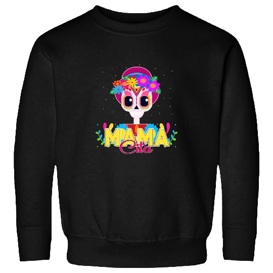Skeletons Skulls Mamacita Mexican Sugar Skull Halloween Dia de Muertos Skull Sweatshirts