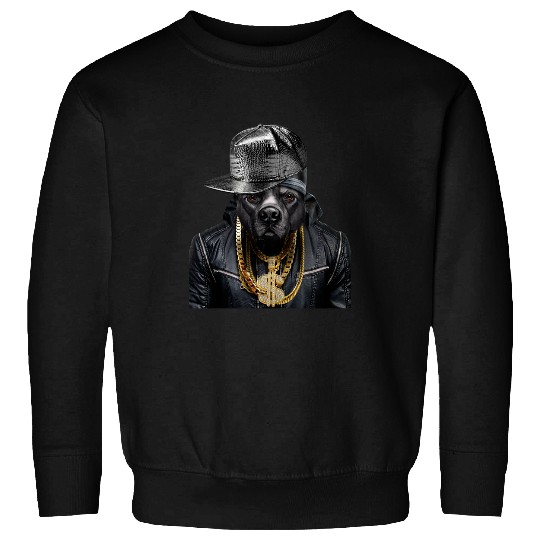 Black Pit Bull Rapper as Hip Hop Artist Dog Sweatshirts