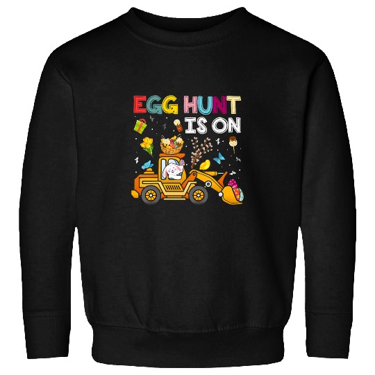 Tractor driving Kids Egg Hunt Is On Bunny Tractor Cart Cute Easter Boys Girl Kids Sweatshirts
