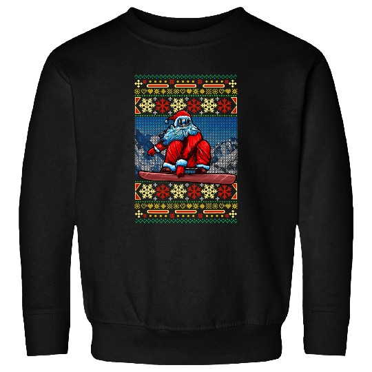 Skiing Ski Funny Christmas Santa Claus Snowboarding Ugly Sweater Gift Sweatshirts