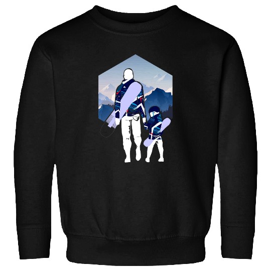 Skiing Ski Fathers Day Dad and Son Matching Snowboarding Sweatshirts