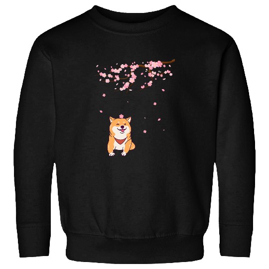 Dog Shiba Inu Sakura Flowers Cherry Blossoms Japanese Kawaii Sweatshirts