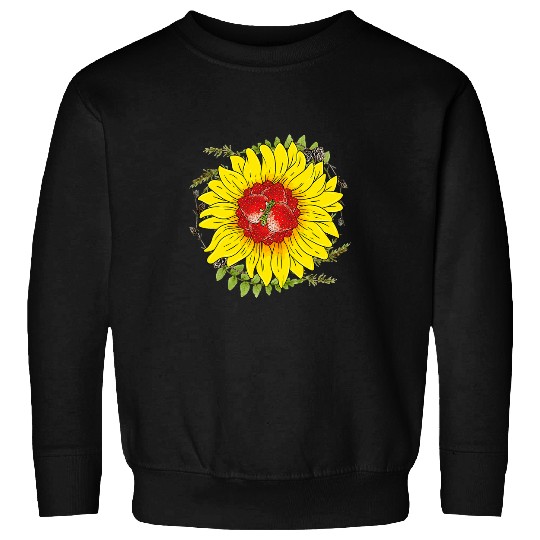 Flower Blossom Red Berry Gardener Strawberry Sunflower Sweatshirts