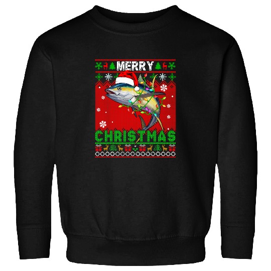 Fishing Merry Christmas Santa Tuna Fish Funny Fishing Lover Kids Fisher Sweatshirts