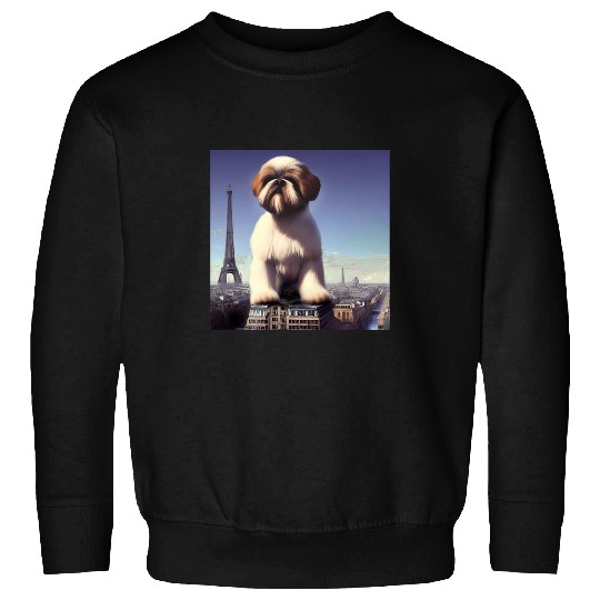 Shih Tzu Eiffel Tower France Paris Gift Men Women Dog Sweatshirts