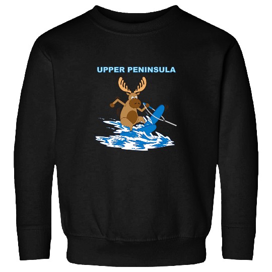 Skiing Ski Upper Peninsula Moose Gift for Yooper Water Skiing UP Sweatshirts
