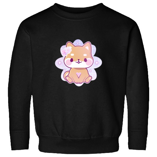 Dog Shiba Inu Kawaii Shiba Inu Pastel Goth Sakura Flower Sweatshirts