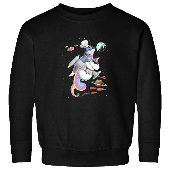 Siberian Husky Dog Riding Unicorns Food Space Party Planet Sweatshirts