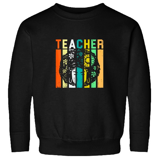 Afro Retro Black History Month Black Woman Teacher Life Sweatshirts