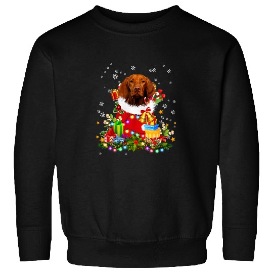 Dog Vizsla Christmas Tree Lights Pajamas xmass Matching Sweatshirts