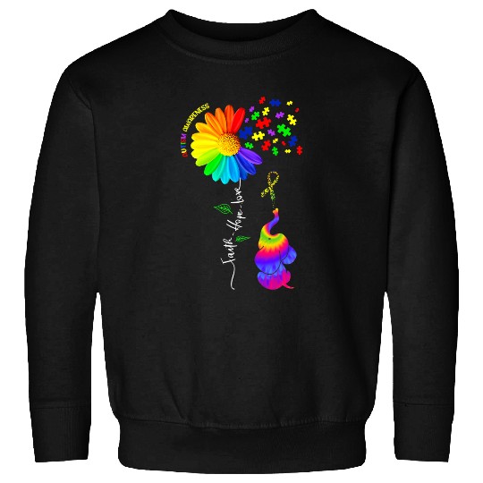 Autism Faith Hope Love Autism Awareness Sunflower Mom Women Gifts Neurodiverse Sweatshirts