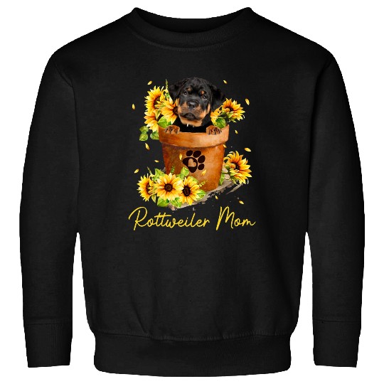 Dog Rottweiler Cute Rottweiler Dog Flowers Mom Sunflower Pot Hippie Sweatshirts