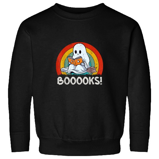 Booooks ghosts Funny Halloween Teacher Book Library Reading Sweatshirts